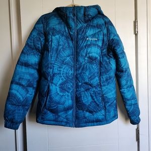 Columbia tie dye blue puffer jacket size L